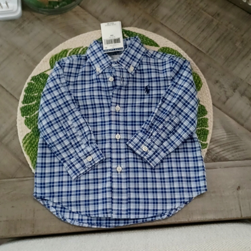 Ralph Lauren long sleeve 9mo size blue and white